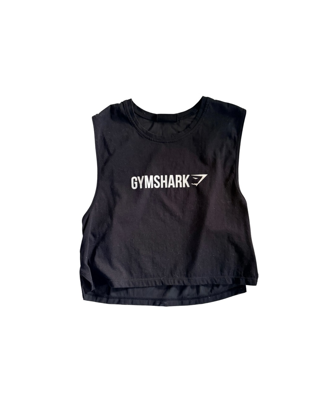 Vintage Gymshark Black Cropped Muscle Tank Sheer Back Size Large